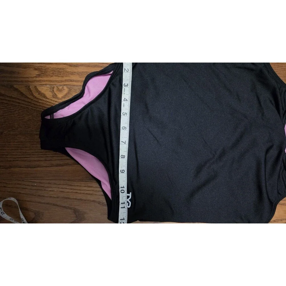 TYR Girls Solid Maxfit One Piece Swimsuit Black /Pink Size L (10/12)